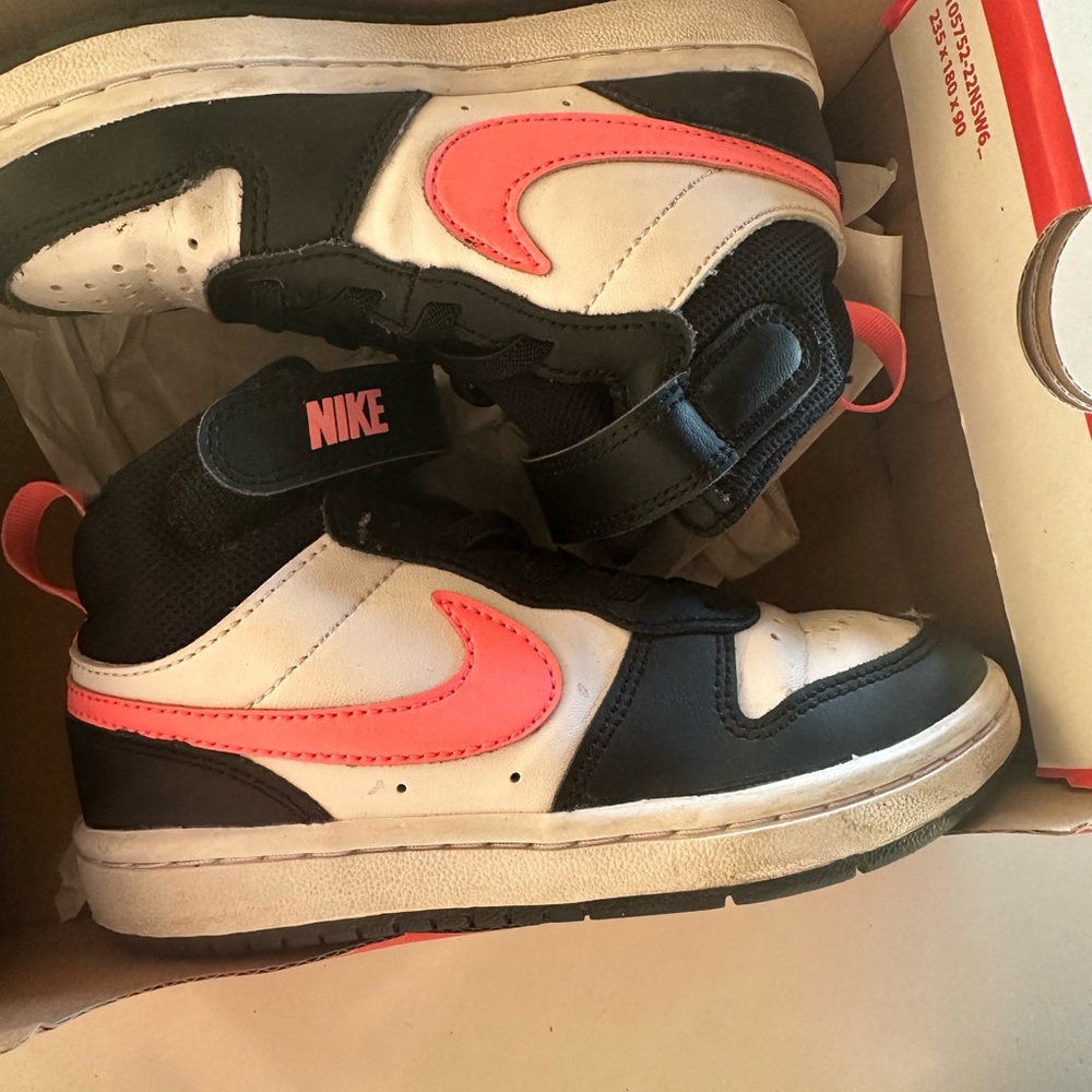 Nike Kids Black and Pink High-Top Sneakers